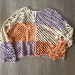 Pink Lily Pastel Block Knit Sweater